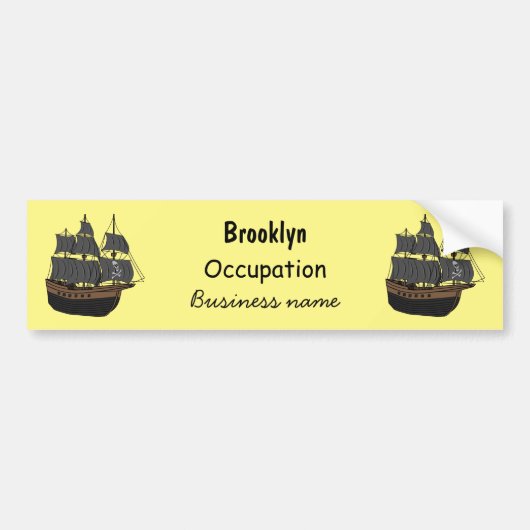 Pirate ship cartoon illustratie bumpersticker (Voorkant)