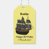 Pirate ship cartoon illustratie cadeaulabel (Achterkant)