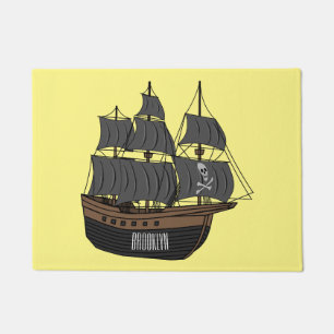 Pirate ship cartoon illustratie deurmat