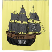 Pirate ship cartoon illustratie douchegordijn (Voorkant)