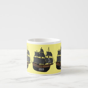 Pirate ship cartoon illustratie espresso kop