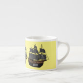 Pirate ship cartoon illustratie espresso kop (Rechts)