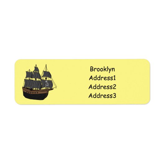 Pirate ship cartoon illustratie etiket (Voorkant)