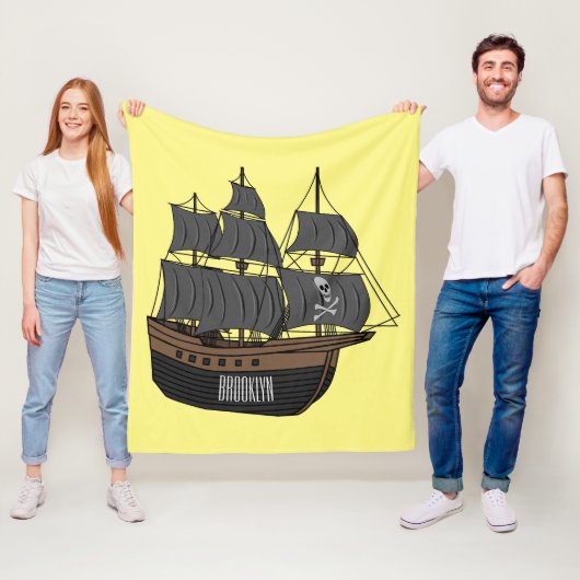 Pirate ship cartoon illustratie fleece deken (In situ)