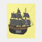 Pirate ship cartoon illustratie fleece deken (Voorkant)