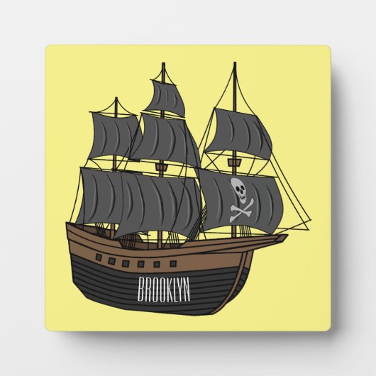 Pirate ship cartoon illustratie fotoplaat (Voorkant)