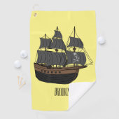 Pirate ship cartoon illustratie golfhanddoek (Insitu)