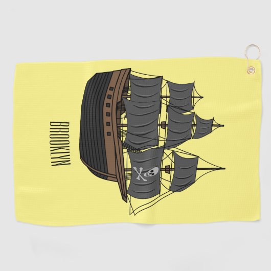 Pirate ship cartoon illustratie golfhanddoek (Horizontaal)