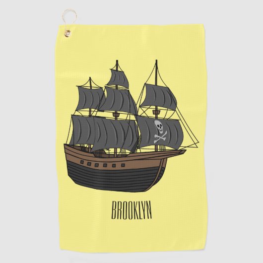 Pirate ship cartoon illustratie golfhanddoek (Voorkant)