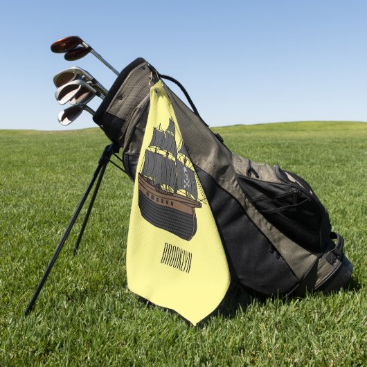 Pirate ship cartoon illustratie golfhanddoek (Groen)