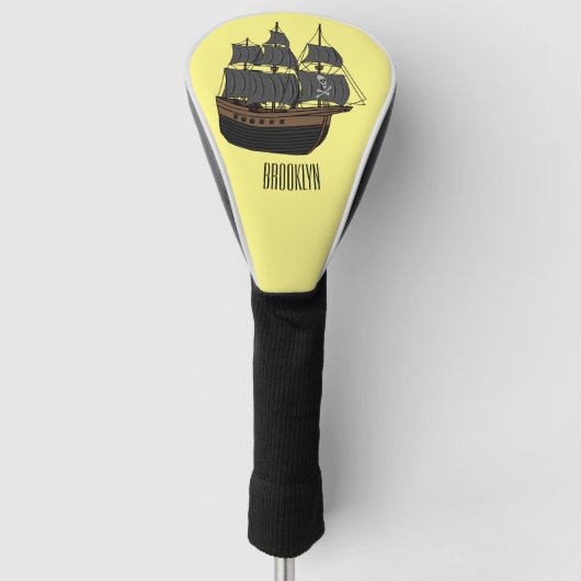 Pirate ship cartoon illustratie golfheadcover (Voorkant)