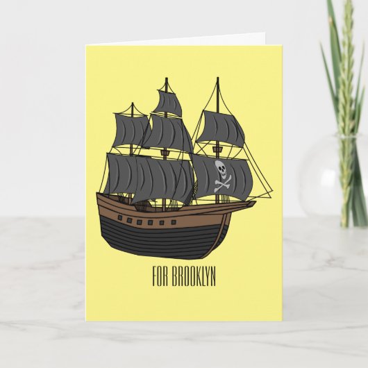 Pirate ship cartoon illustratie kaart (Voorkant)