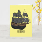Pirate ship cartoon illustratie kaart (Gele Bloem)