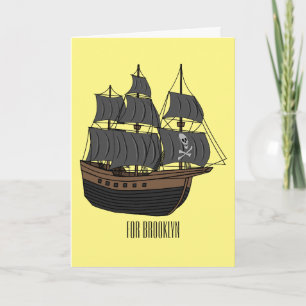 Pirate ship cartoon illustratie kaart