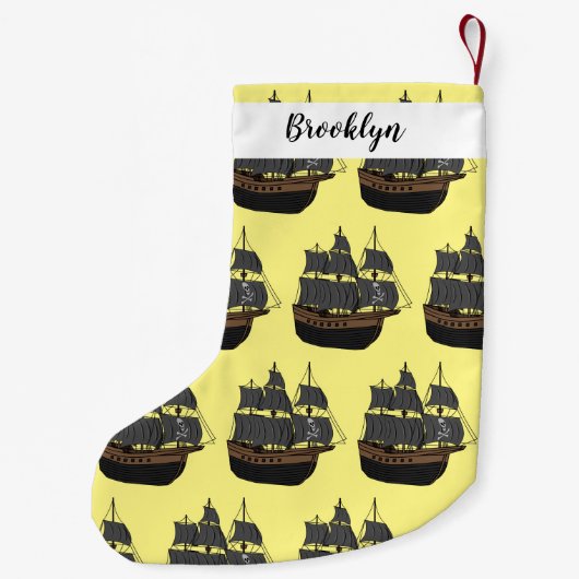 Pirate ship cartoon illustratie kleine kerstsok (Achterkant)