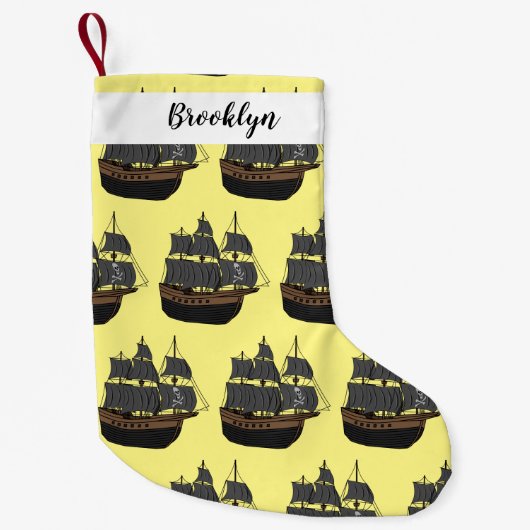 Pirate ship cartoon illustratie kleine kerstsok (Voorkant)