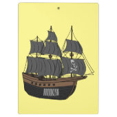 Pirate ship cartoon illustratie klembord (Achterkant)