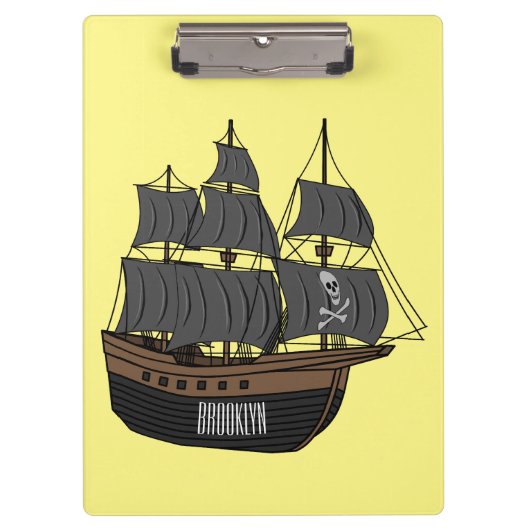 Pirate ship cartoon illustratie klembord (Voorkant)