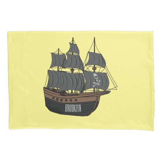 Pirate ship cartoon illustratie kussensloop (Voorkant)