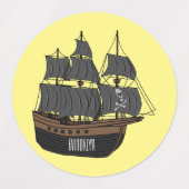 Pirate ship cartoon illustratie labels (Design 1)
