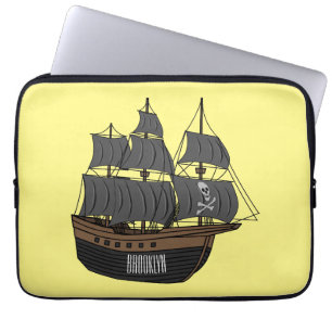 Pirate ship cartoon illustratie laptop sleeve