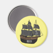 Pirate ship cartoon illustratie magneet (Voorkant / Achterkant)