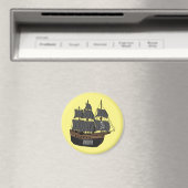 Pirate ship cartoon illustratie magneet (Insitu (Vaatwasser))