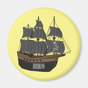 Pirate ship cartoon illustratie magneet