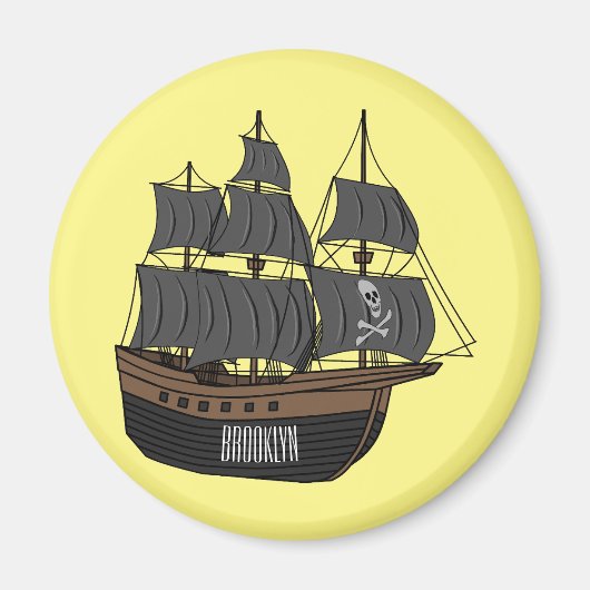 Pirate ship cartoon illustratie magneet (Voorkant)