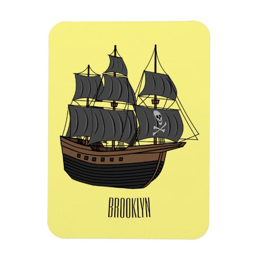 Pirate ship cartoon illustratie magneet (Verticaal)