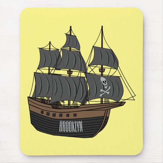 Pirate ship cartoon illustratie muismat (Voorkant)