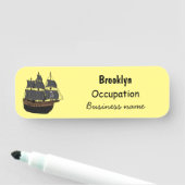 Pirate ship cartoon illustratie naamplaatje (In situ)