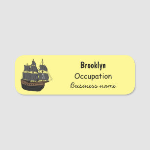 Pirate ship cartoon illustratie naamplaatje