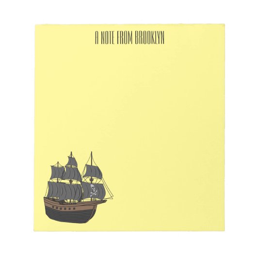 Pirate ship cartoon illustratie notitieblok (Voorkant)
