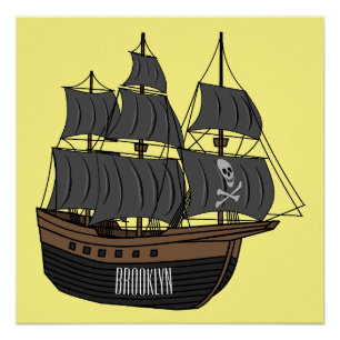 Pirate ship cartoon illustratie perfect poster