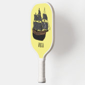 Pirate ship cartoon illustratie pickleball paddle (Links)