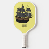 Pirate ship cartoon illustratie pickleball paddle (Achterkant)
