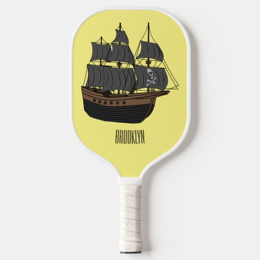 Pirate ship cartoon illustratie pickleball paddle (Voorkant)