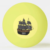 Pirate ship cartoon illustratie pingpongbal (Achterkant)