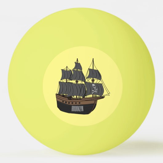Pirate ship cartoon illustratie pingpongbal (Voorkant)
