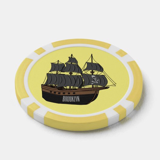 Pirate ship cartoon illustratie poker chips (Enkel)