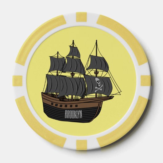 Pirate ship cartoon illustratie poker chips (Voorkant)