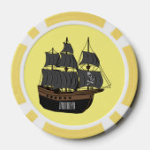 Pirate ship cartoon illustratie poker chips (Achterkant)