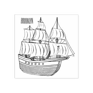 Pirate ship cartoon illustratie rubberstempel
