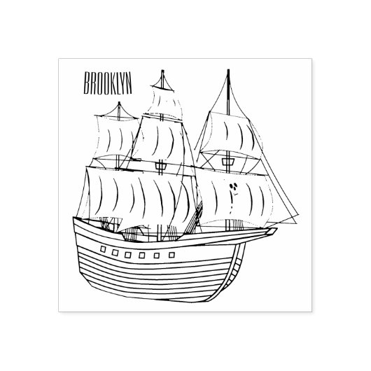 Pirate ship cartoon illustratie rubberstempel (Afrduk)