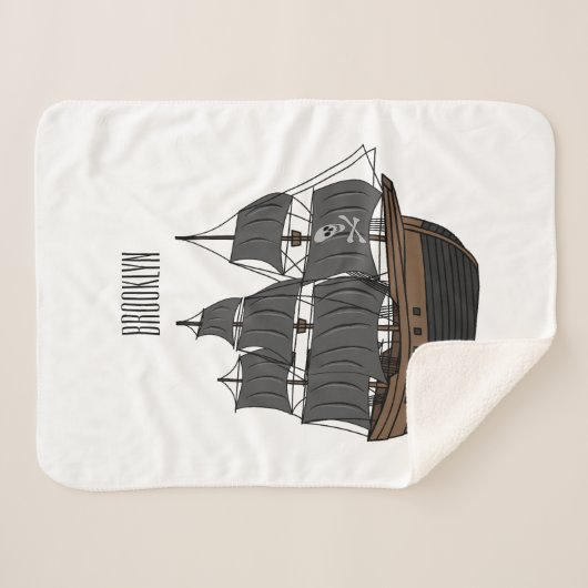Pirate ship cartoon illustratie sherpa deken (Voorkant (horizontaal))