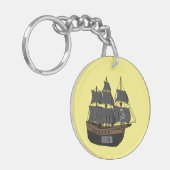 Pirate ship cartoon illustratie sleutelhanger (Voorkant Links)