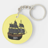 Pirate ship cartoon illustratie sleutelhanger (Achterkant)