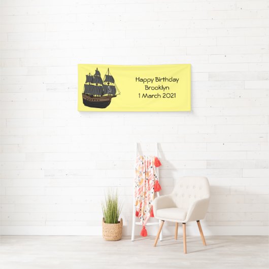 Pirate ship cartoon illustratie spandoek (Insitu)