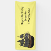 Pirate ship cartoon illustratie spandoek (Verticaal)